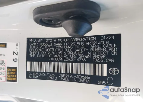 2024 Toyota Corolla Hybrid Se from USA, damaged, VIN JTDBCMFE0R3044778